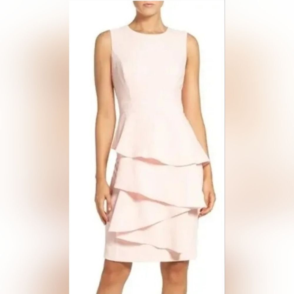 Eliza J Womens Sleeveless Tiered Ruffle Dress Light Pink NWOT Size 14